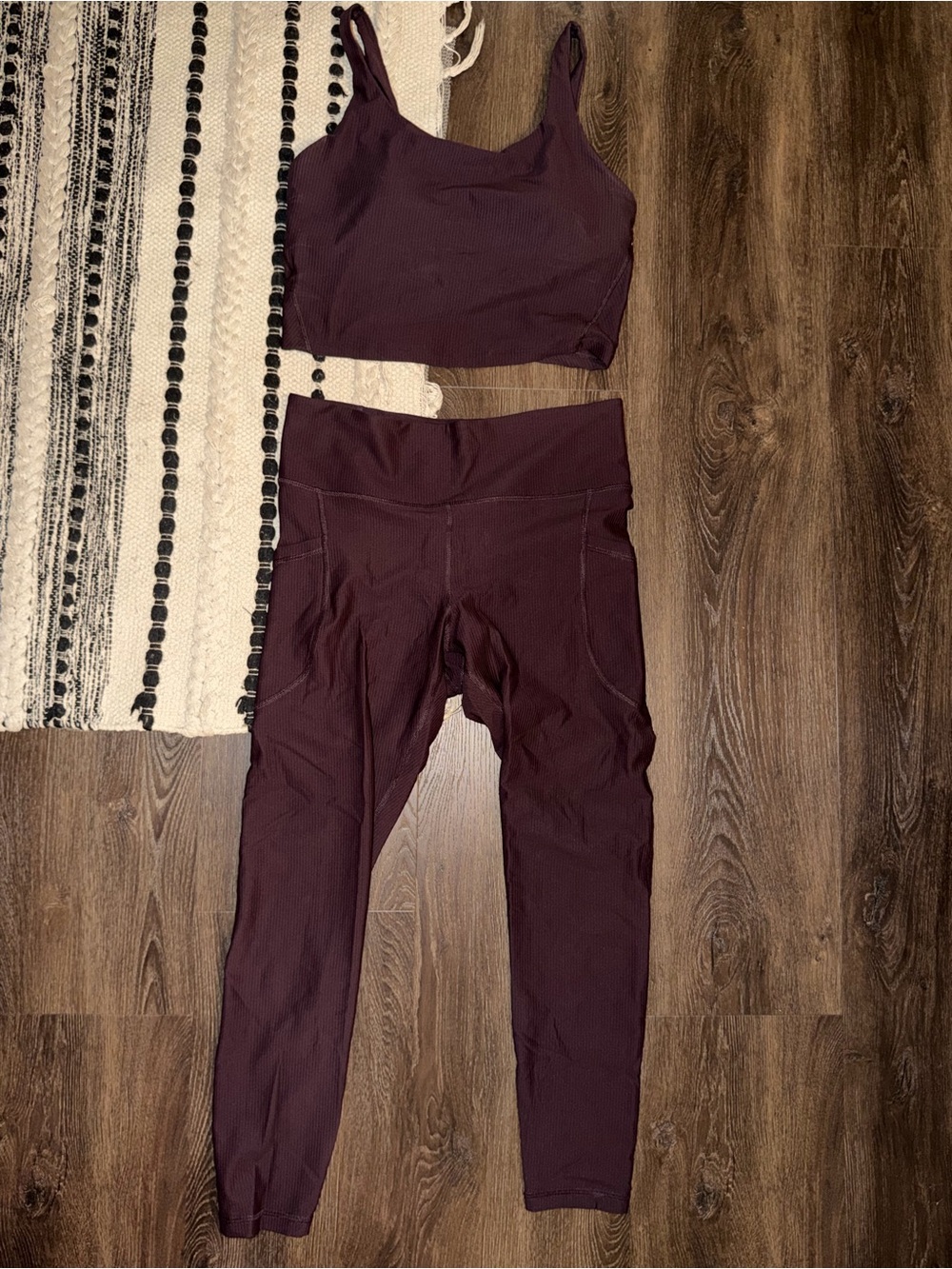 Old Navy Ribbed Two-Piece Leggings & Crop Tank Set - Plum